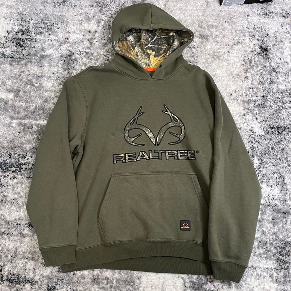 Realtree Camo Hoodie‎ Mens XXL Green Fleece Lined Hood Pullover Sweatshirt